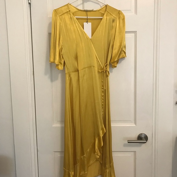 Yellow Ruffle Wrap Dress - Picture 3 of 6